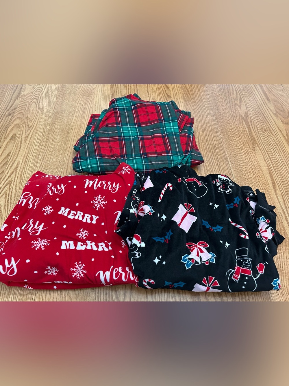 Holiday Plaid & Print Women's Pajama Sets (3) Joyspun & Holiday Time
